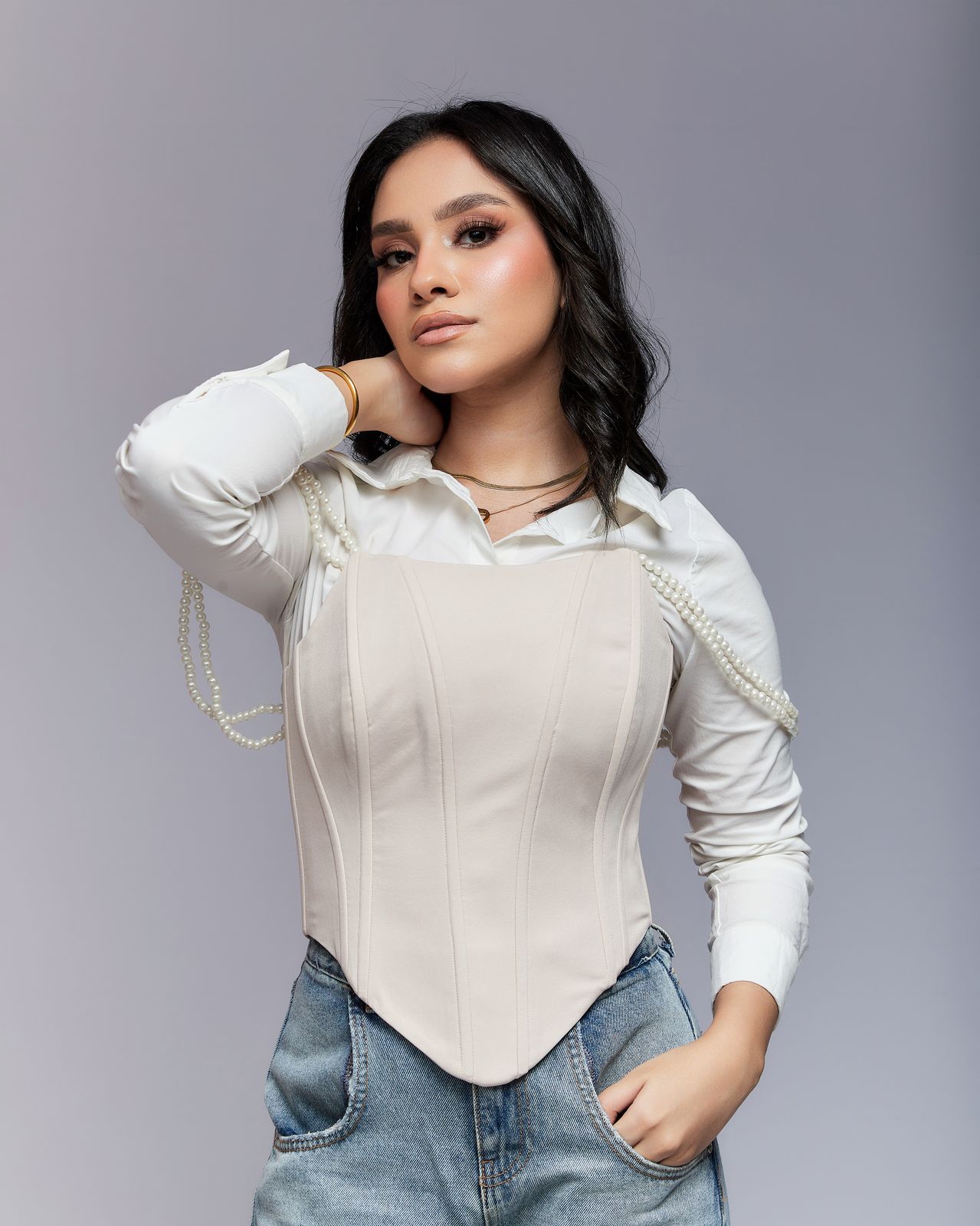 beige  plain corset
